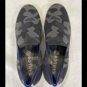 Rothy’s Black/Grey Camo Slip-On Sneakers